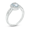 Oval Aquamarine and 1/8 CT. T.W. Diamond Frame Open Shank Ring in 10K White Gold