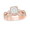 Thumbnail Image 1 of 3/8 CT. T.W. Diamond Cushion Frame Marquise Twist Vintage-Style Bridal Set in 10K Rose Gold