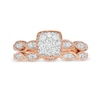Thumbnail Image 4 of 3/8 CT. T.W. Diamond Cushion Frame Marquise Twist Vintage-Style Bridal Set in 10K Rose Gold