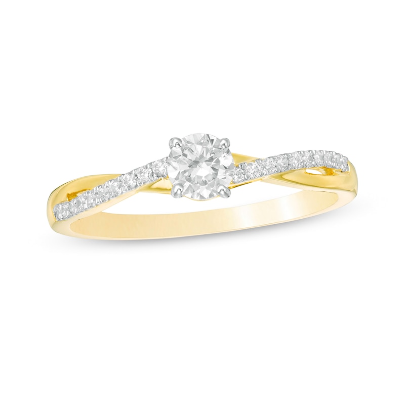Main Image 1 of 1/3 CT. T.W. Diamond Twist Shank Engagement Ring in 10K Gold