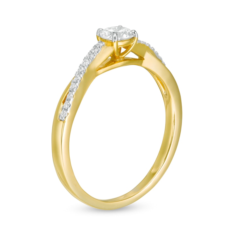 Main Image 3 of 1/3 CT. T.W. Diamond Twist Shank Engagement Ring in 10K Gold