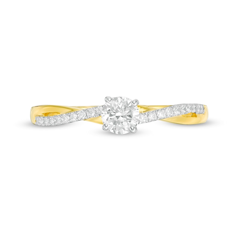 Main Image 4 of 1/3 CT. T.W. Diamond Twist Shank Engagement Ring in 10K Gold