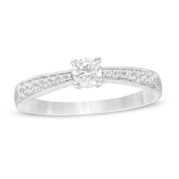 1/3 CT. T.W. Diamond Tapered Shank Engagement Ring in 10K White Gold