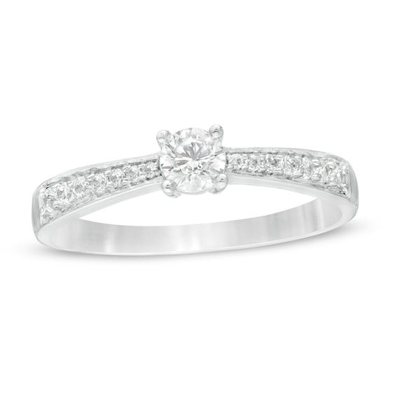1/3 CT. T.w. Diamond Tapered Shank Engagement Ring in 10K White Gold