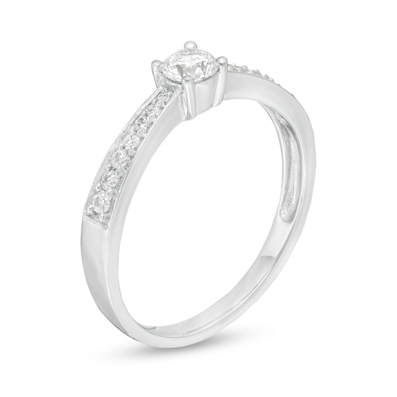 1/3 CT. T.w. Diamond Tapered Shank Engagement Ring in 10K White Gold