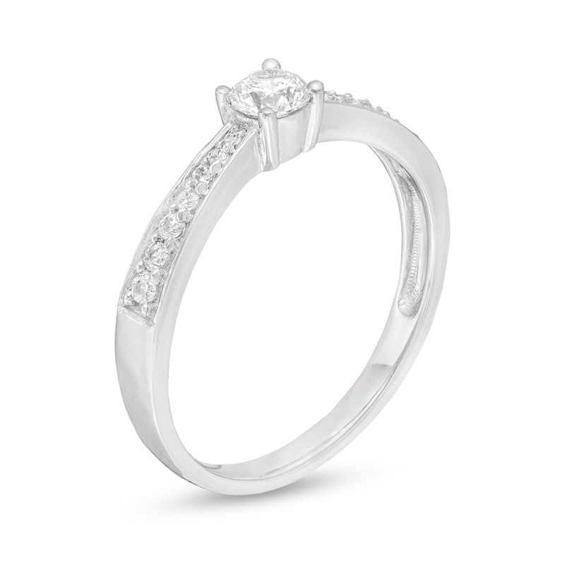 Main Image 3 of 1/3 CT. T.W. Diamond Tapered Shank Engagement Ring in 10K White Gold