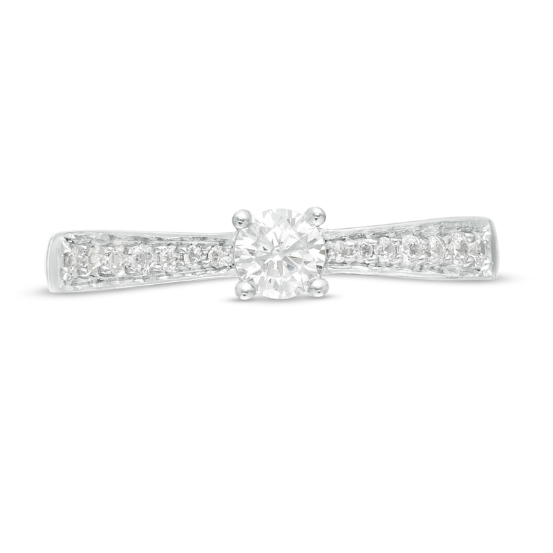 Main Image 4 of 1/3 CT. T.W. Diamond Tapered Shank Engagement Ring in 10K White Gold