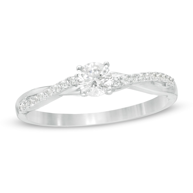 Main Image 1 of 1/3 CT. T.W. Diamond Twist Engagement Ring in 10K White Gold