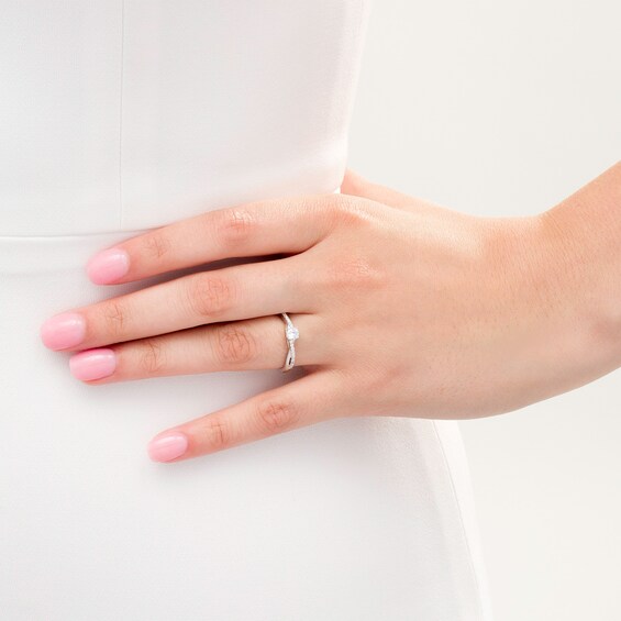 1/3 CT. T.w. Diamond Twist Engagement Ring in 10K White Gold