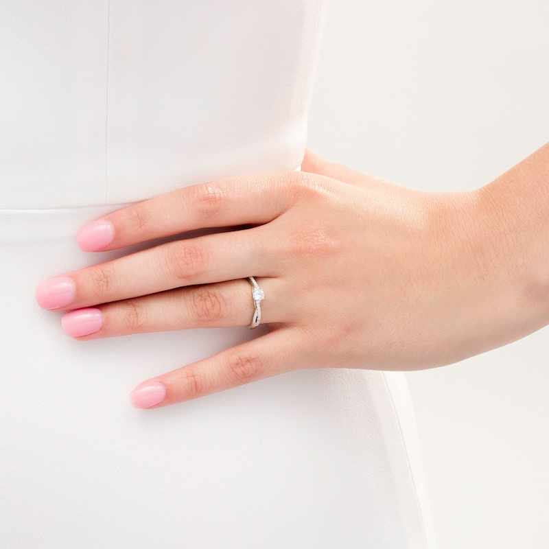 Main Image 2 of 1/3 CT. T.W. Diamond Twist Engagement Ring in 10K White Gold