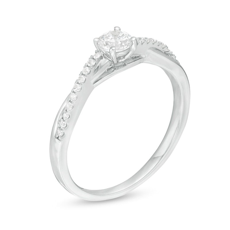 Main Image 3 of 1/3 CT. T.W. Diamond Twist Engagement Ring in 10K White Gold