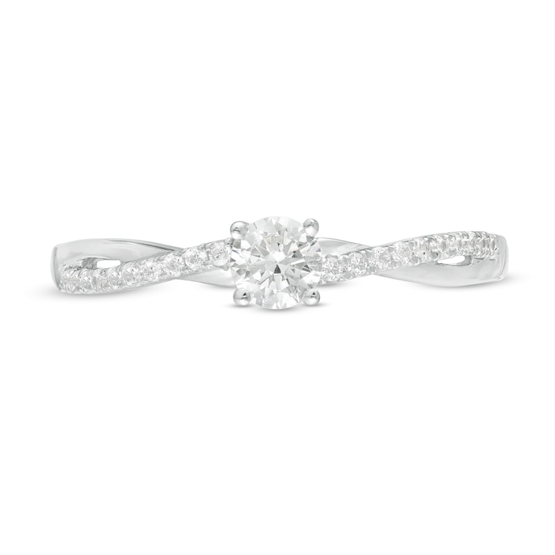 Main Image 4 of 1/3 CT. T.W. Diamond Twist Engagement Ring in 10K White Gold
