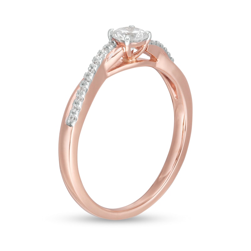 Main Image 3 of 1/3 CT. T.W. Diamond Twist Shank Engagement Ring in 10K Rose Gold