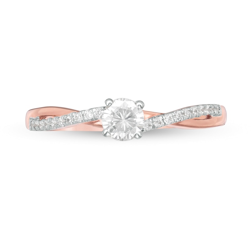 Main Image 4 of 1/3 CT. T.W. Diamond Twist Shank Engagement Ring in 10K Rose Gold