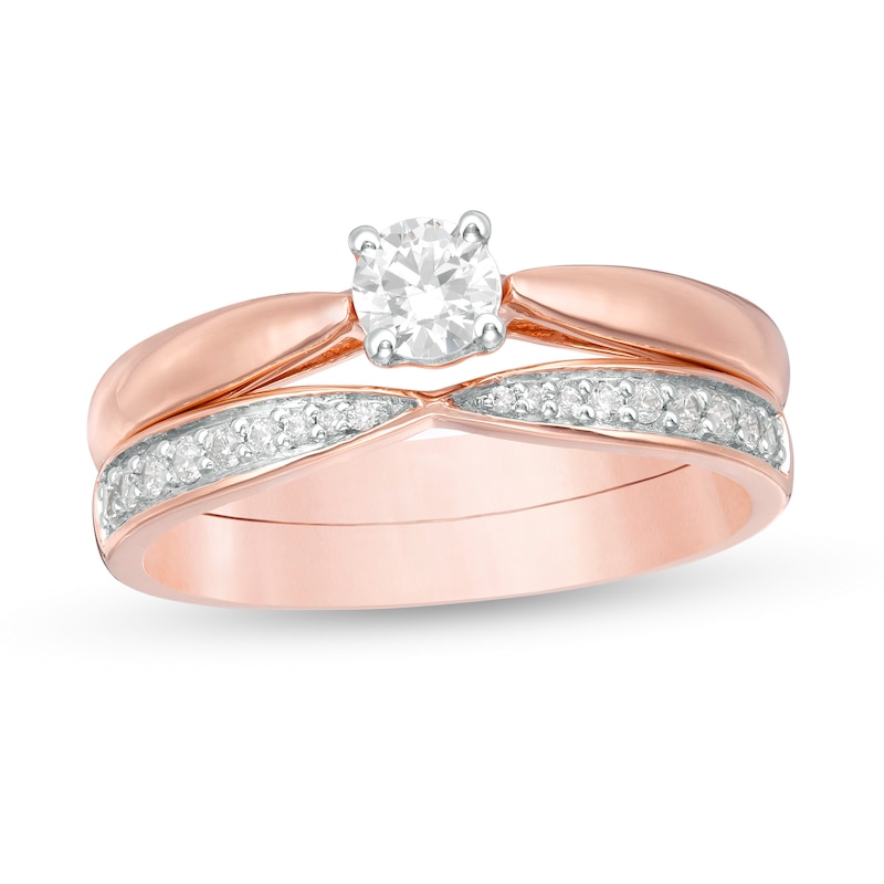 Main Image 1 of 1/3 CT. T.W. Diamond Bridal Set in 10K Rose Gold