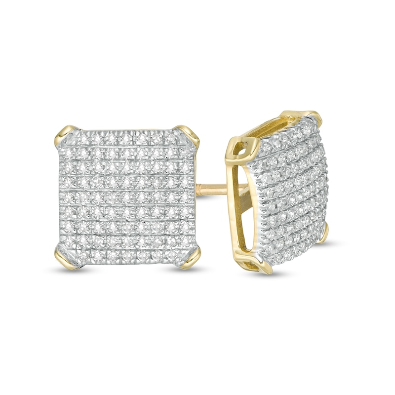 Main Image 1 of 1/3 CT. T.W. Square Composite Diamond Stud Earrings in 10K Gold