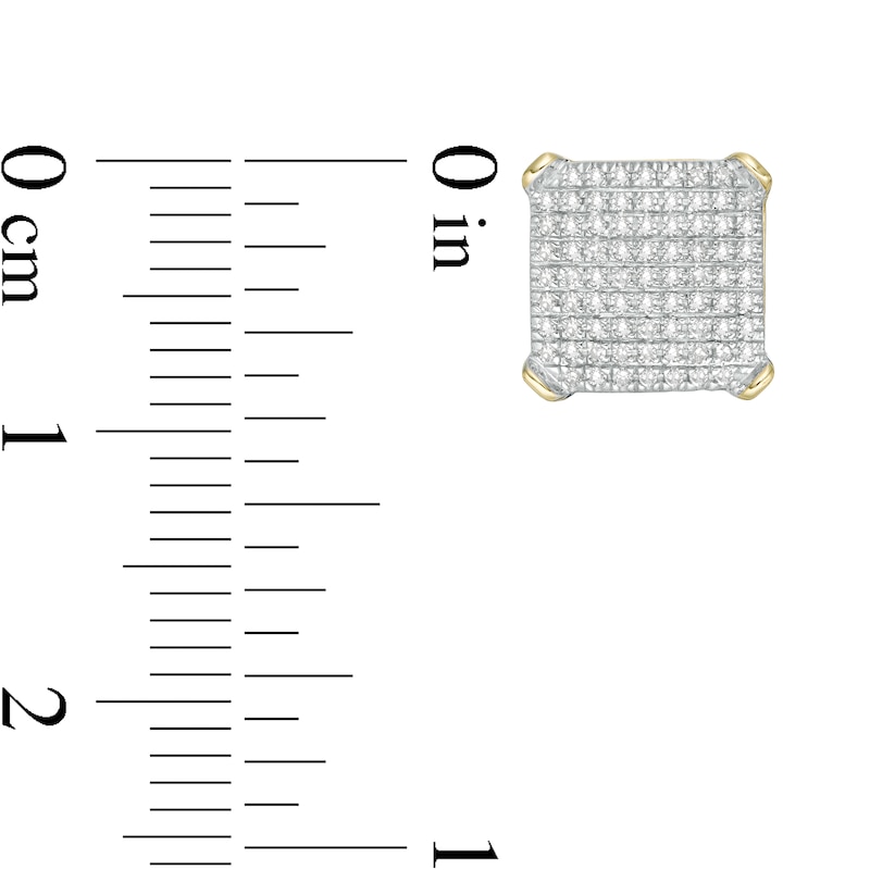 Main Image 3 of 1/3 CT. T.W. Square Composite Diamond Stud Earrings in 10K Gold