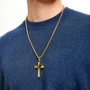 Thumbnail Image 1 of Men's Prayer Double Cross Pendant in Stainless Steel with Yellow IP - 24"