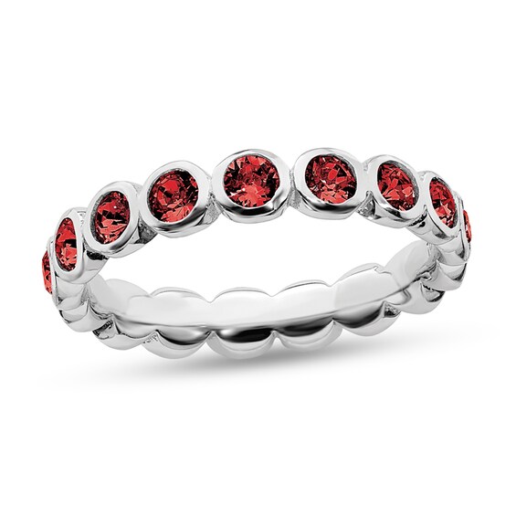 Stackable Expressions™ Bezel-Set Red Crystal July Birthstone Ring in Sterling Silver Stackable Expressions™ Bezel-Set Red Crystal July Birthstone Ring in Sterling Silver