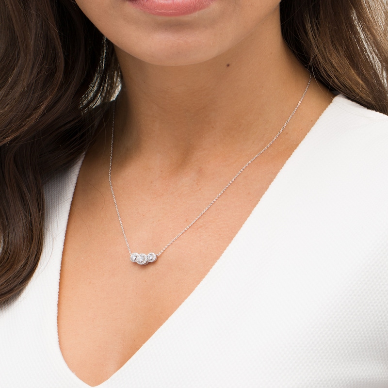 Main Image 2 of 1/3 CT. T.W. Diamond Past Present Future® Frame Necklace in 10K White Gold