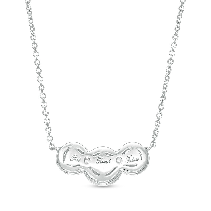 Main Image 3 of 1/3 CT. T.W. Diamond Past Present Future® Frame Necklace in 10K White Gold