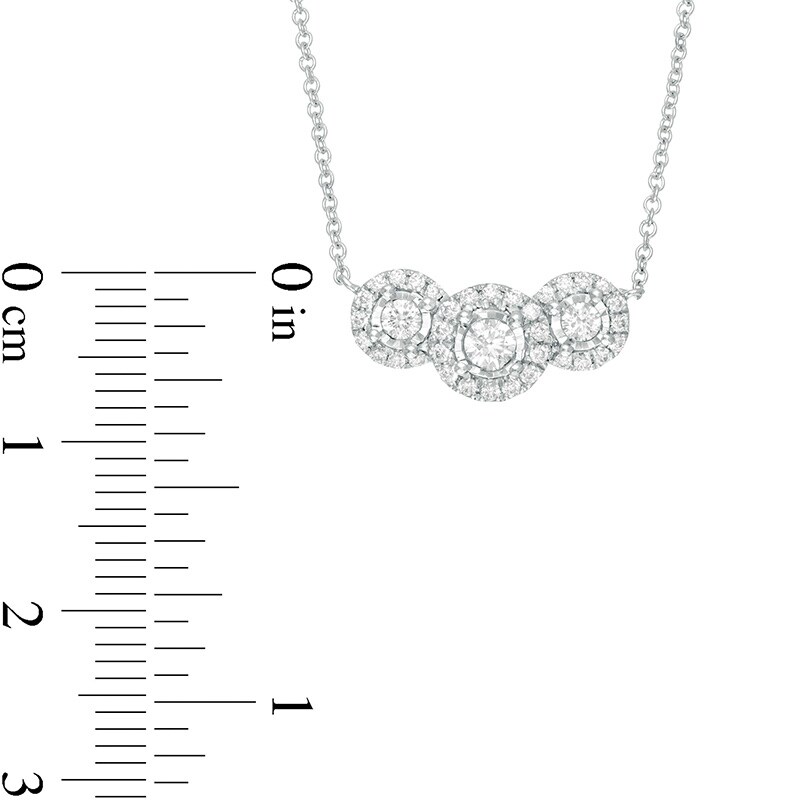 Main Image 4 of 1/3 CT. T.W. Diamond Past Present Future® Frame Necklace in 10K White Gold
