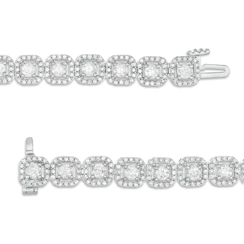 Main Image 3 of 5 CT. T.W. Diamond Cushion Frame Bracelet in 10K White Gold