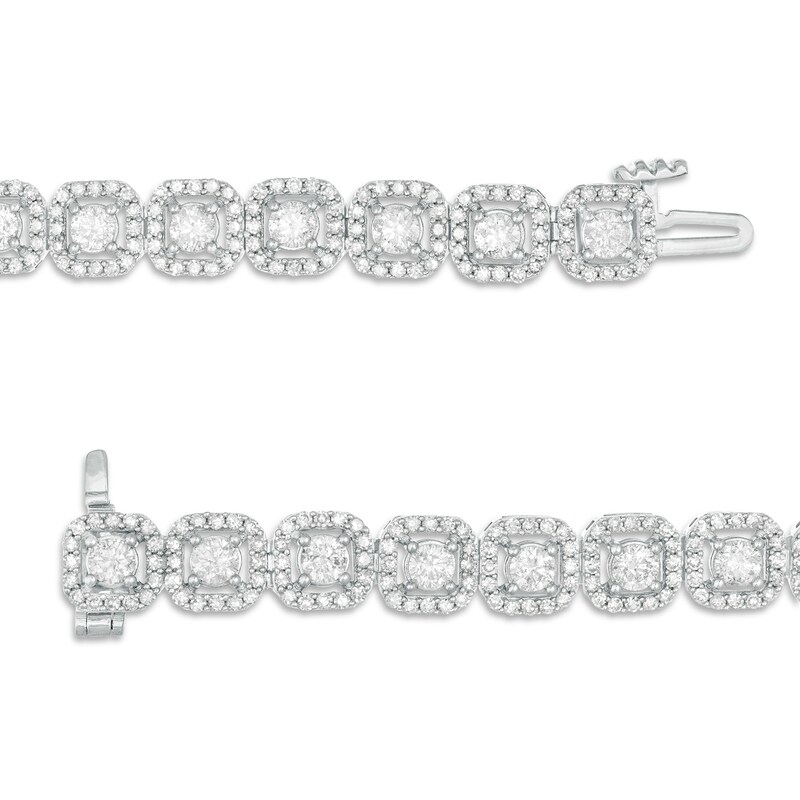 5 CT. T.W. Diamond Cushion Frame Bracelet in 10K White Gold