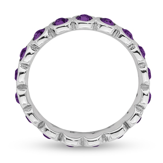Stackable Expressions™ Bezel-Set Purple Crystal February Birthstone Ring in Sterling Silver Stackable Expressions™ Bezel-Set Purple Crystal February Birthstone Ring in Sterling Silver