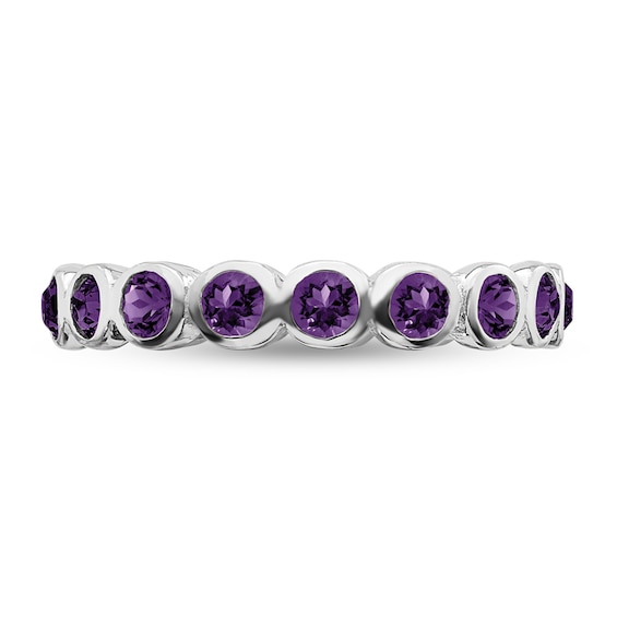 Stackable Expressions™ Bezel-Set Purple Crystal February Birthstone Ring in Sterling Silver Stackable Expressions™ Bezel-Set Purple Crystal February Birthstone Ring in Sterling Silver
