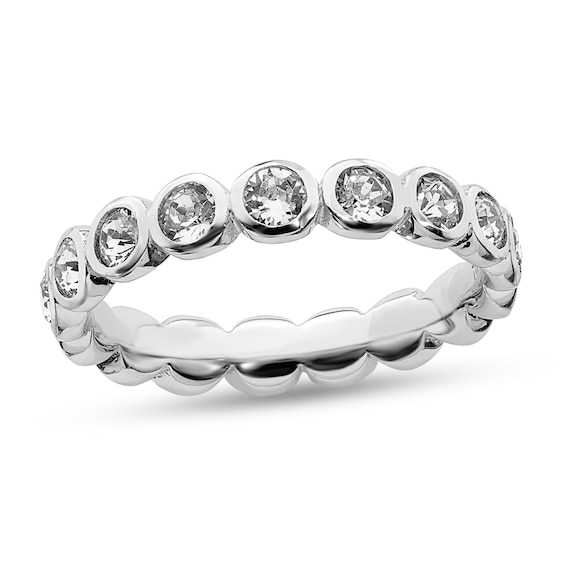 Stackable Expressions™ Bezel-Set White Crystal April Birthstone Ring in Sterling Silver Stackable Expressions™ Bezel-Set White Crystal April Birthstone Ring in Sterling Silver