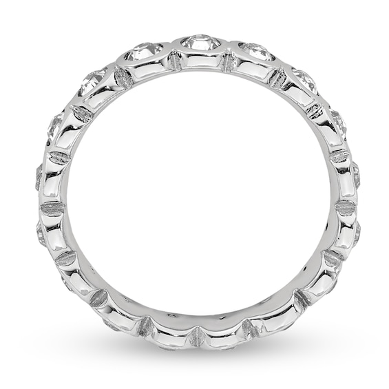 Stackable Expressions™ Bezel-Set White Crystal April Birthstone Ring in Sterling Silver Stackable Expressions™ Bezel-Set White Crystal April Birthstone Ring in Sterling Silver