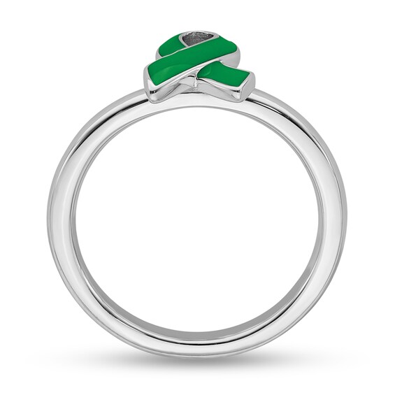 Stackable Expressions™ Green Enamel Awareness Ribbon Ring in Sterling Silver Stackable Expressions™ Green Enamel Awareness Ribbon Ring in Sterling Silver