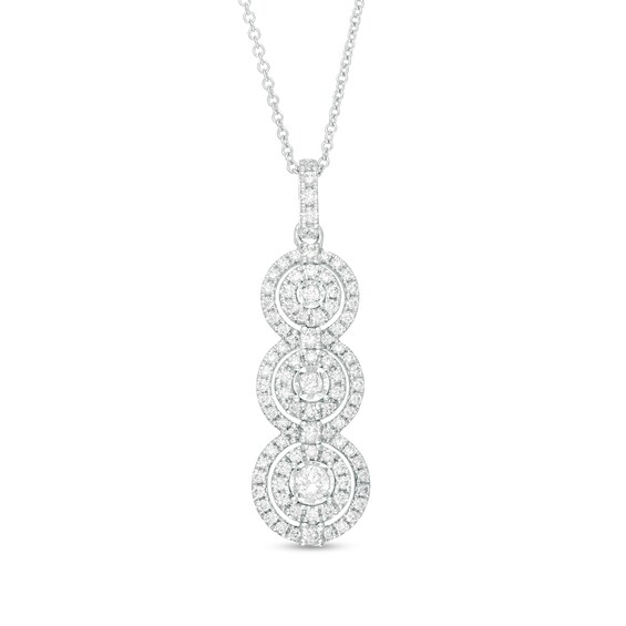 3/4 CT. T.w. Diamond Past Present Future® Frame Pendant in 10K White Gold