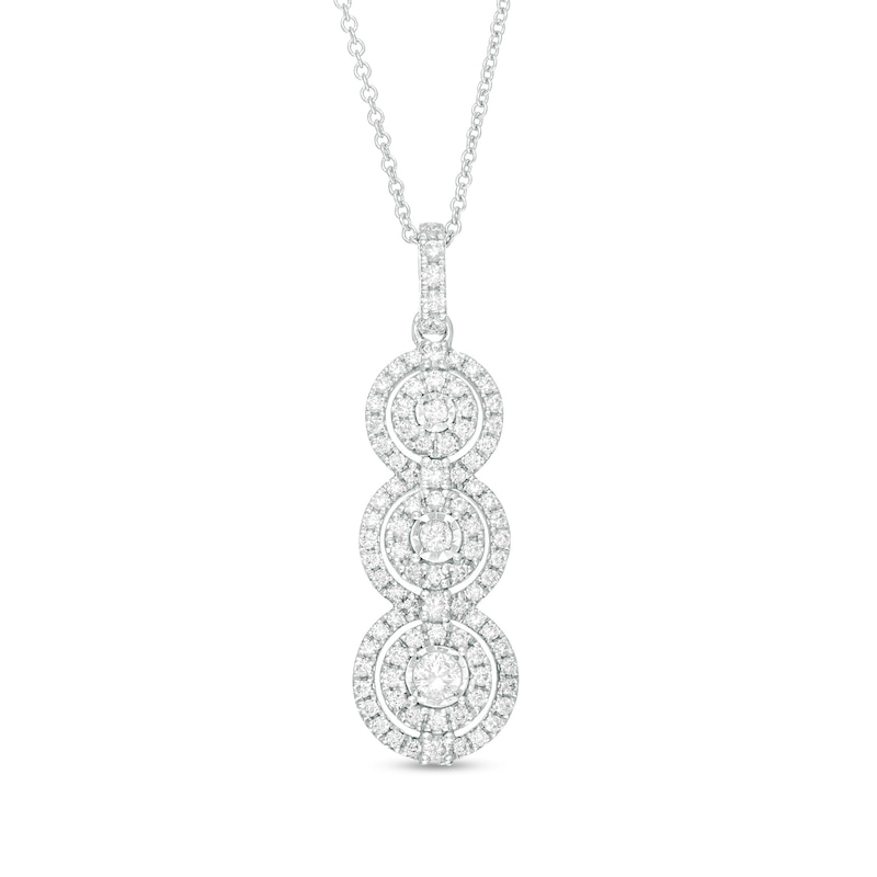 Main Image 1 of 3/4 CT. T.W. Diamond Past Present Future® Frame Pendant in 10K White Gold