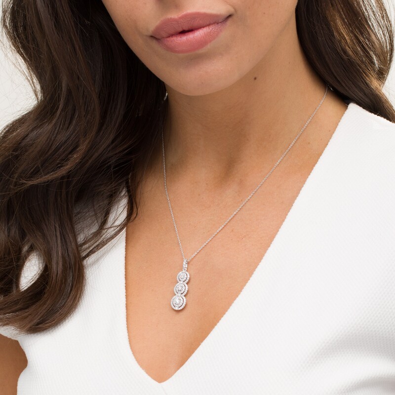 Main Image 2 of 3/4 CT. T.W. Diamond Past Present Future® Frame Pendant in 10K White Gold