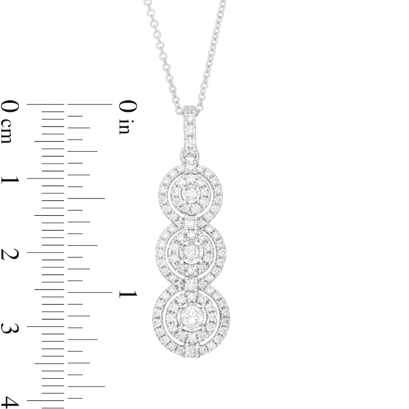 3/4 CT. T.W. Diamond Past Present Future® Frame Pendant in 10K White Gold