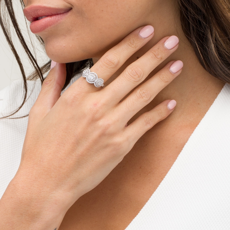 Main Image 2 of 3/4 CT. T.W. Diamond Past Present Future® Double Frame Engagement Ring in 10K White Gold