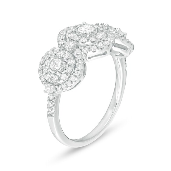 3/4 CT. T.w. Diamond Past Present FutureÂ® Double Frame Engagement Ring in 10K White Gold