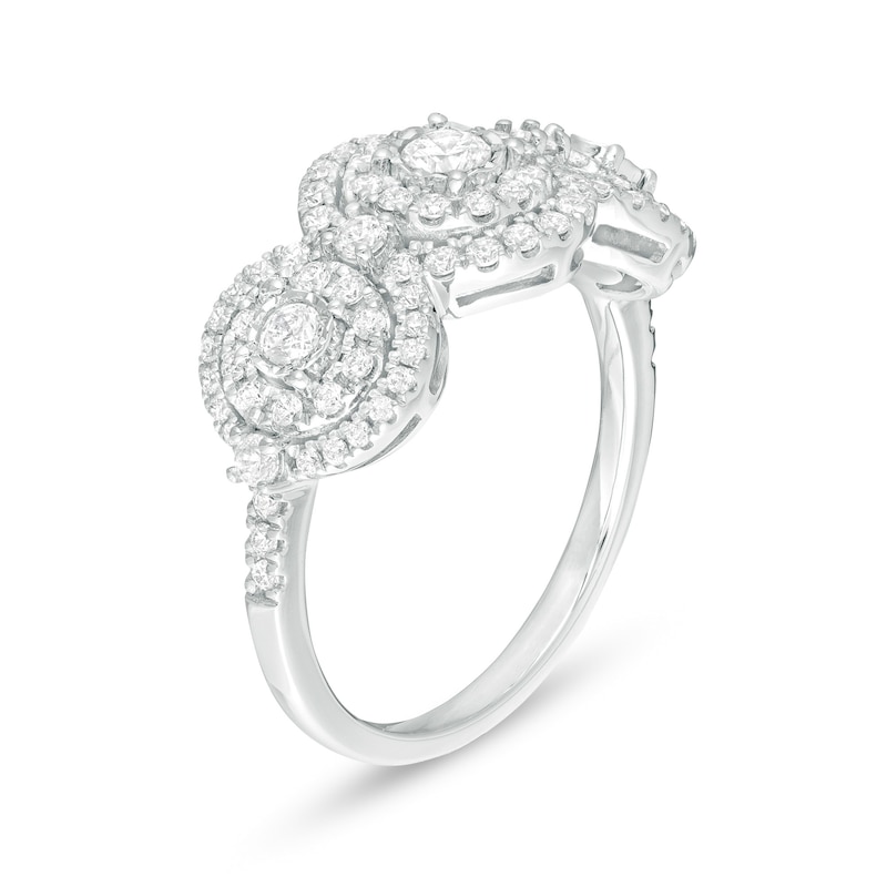 Main Image 3 of 3/4 CT. T.W. Diamond Past Present Future® Double Frame Engagement Ring in 10K White Gold