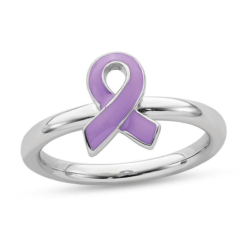 Stackable Expressions™ Purple Enamel Awareness Ribbon Ring in Sterling Silver