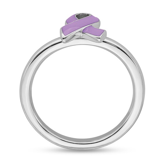 Stackable Expressions™ Purple Enamel Awareness Ribbon Ring in Sterling Silver Stackable Expressions™ Purple Enamel Awareness Ribbon Ring in Sterling Silver