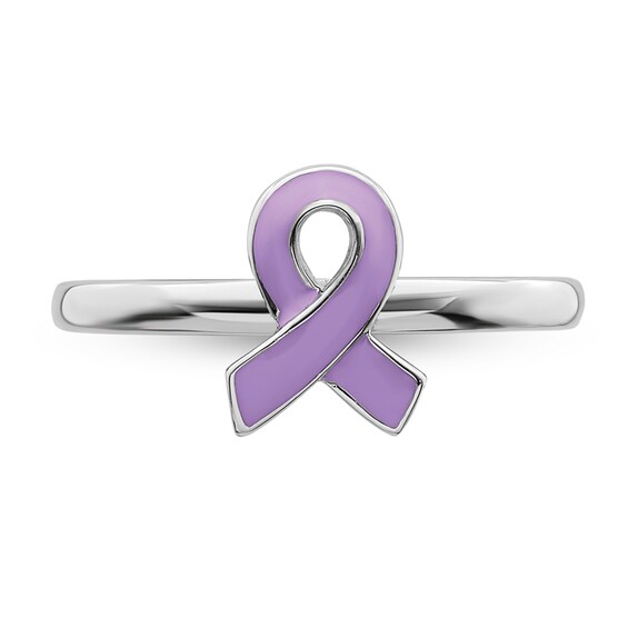 Stackable Expressions™ Purple Enamel Awareness Ribbon Ring in Sterling Silver Stackable Expressions™ Purple Enamel Awareness Ribbon Ring in Sterling Silver