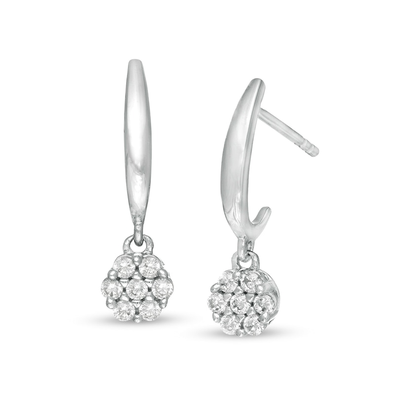 Main Image 1 of 1/4 CT. T.W. Composite Diamond J-Hoop Earrings in 10K White Gold