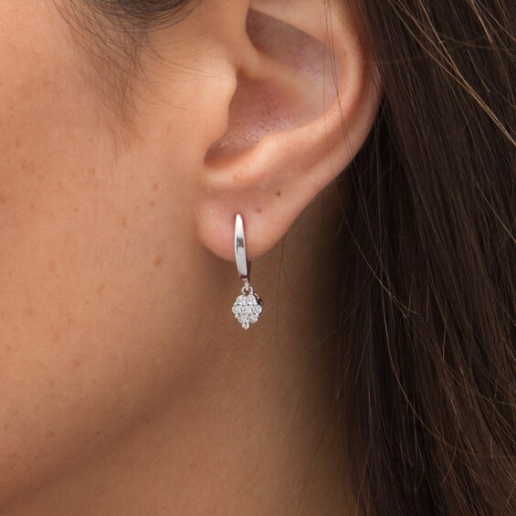 1/4 CT. T.w. Composite Diamond J-Hoop Earrings in 10K White Gold