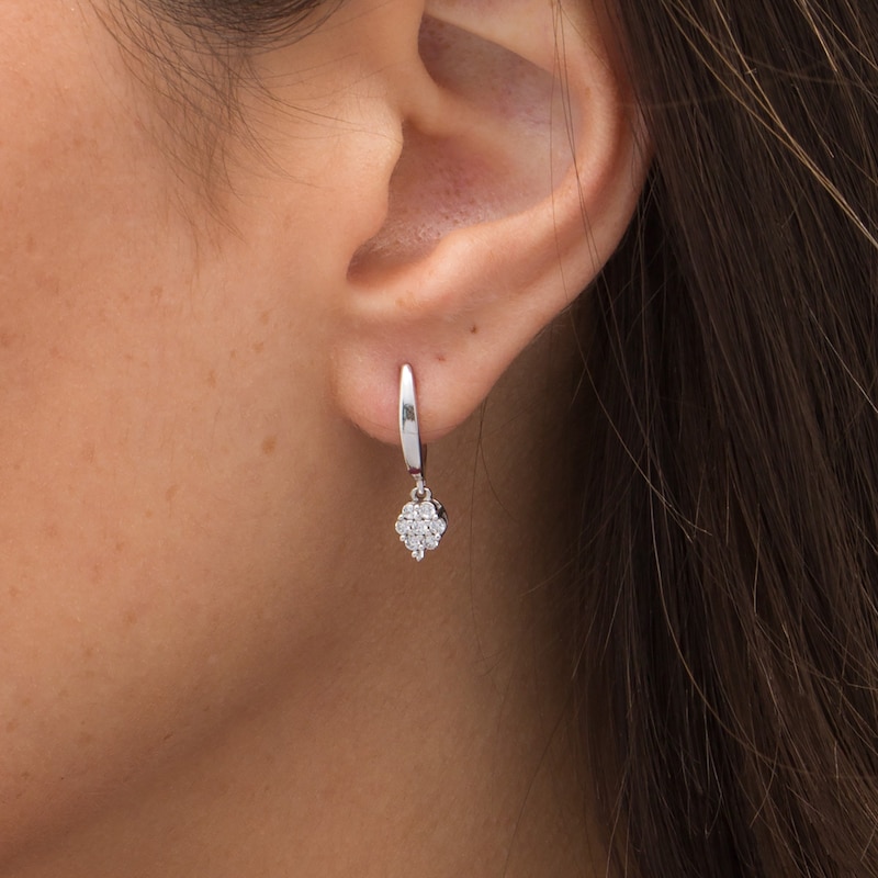 Main Image 2 of 1/4 CT. T.W. Composite Diamond J-Hoop Earrings in 10K White Gold
