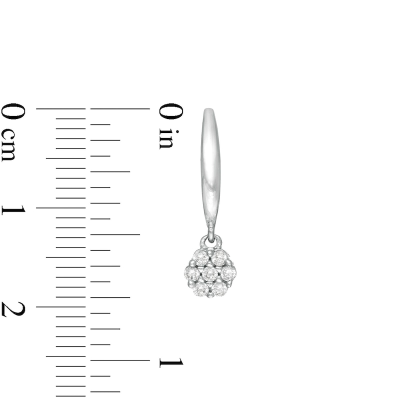 Main Image 3 of 1/4 CT. T.W. Composite Diamond J-Hoop Earrings in 10K White Gold
