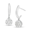 Thumbnail Image 1 of 1/2 CT. T.W. Composite Diamond Flower J-Hoop Earrings in 10K White Gold