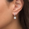Thumbnail Image 2 of 1/2 CT. T.W. Composite Diamond Flower J-Hoop Earrings in 10K White Gold