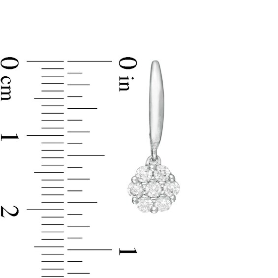 1/2 CT. T.w. Composite Diamond Flower J-Hoop Earrings in 10K White Gold